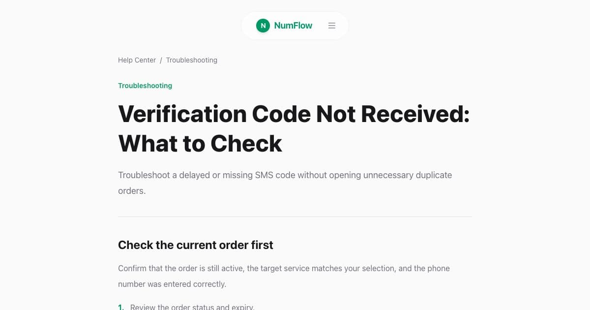 Current NumFlow interface related to SMS Order Status Guide: Waiting, Received, Cancelled, and Expired