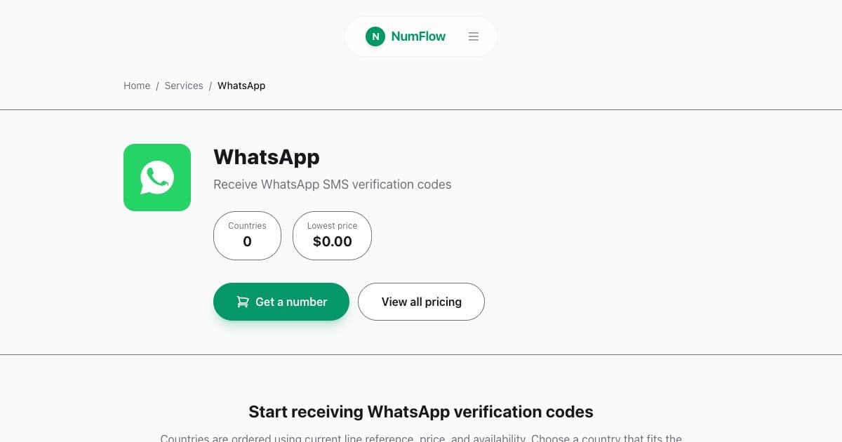 Current NumFlow interface related to How to Choose a WhatsApp Verification Method